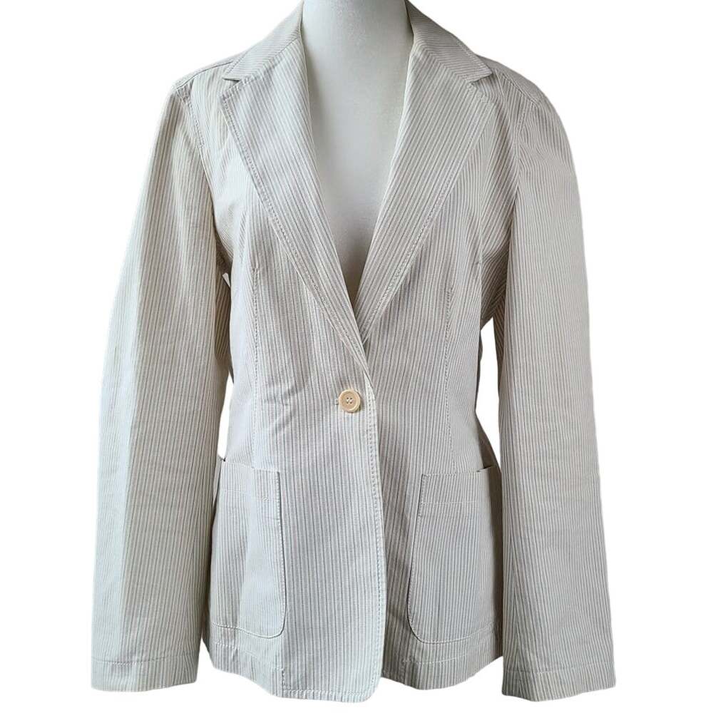 Max Mara Weekend Cotton Pinstripe Blazer Single-Button Women US Size 10 MaxMara